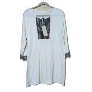 NWT SOFT Swim Cover Up Boho Embroidered Large Off White Translucent Beach Vacay